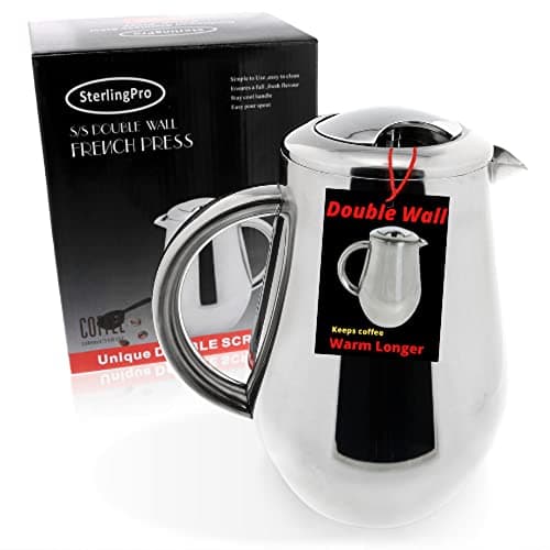 SterlingPro SterlingPro Double-Wall Stainless Steel French Press (34 oz)